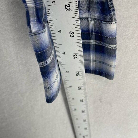 Banana Republic Button-Up Shirt Men Sz M Blue Plaid Collared Long Sleeve Stretch - Picture 5 of 12